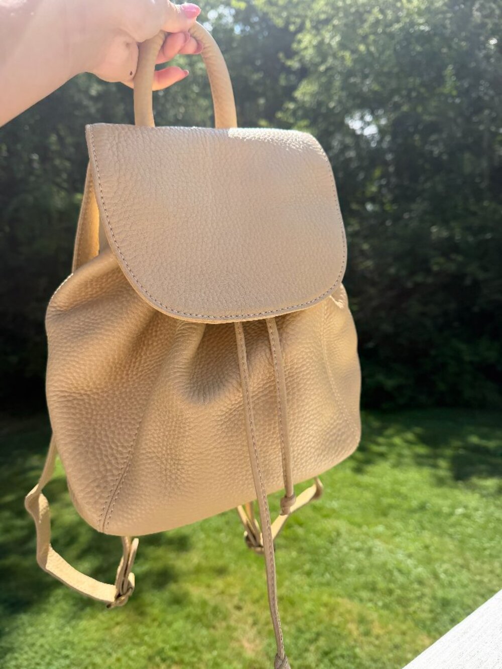 Coach Sonoma Pebbled Leather Drawstring Backpack Mini Beige Italy 4921